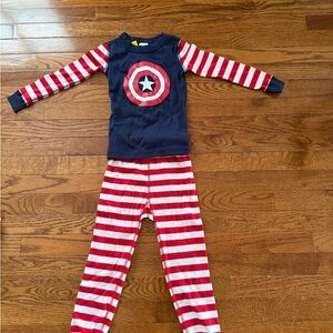 Red and White Striped Pajama Set with Star Design